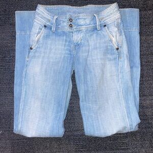 y2k light wash, slightly flared jeans
